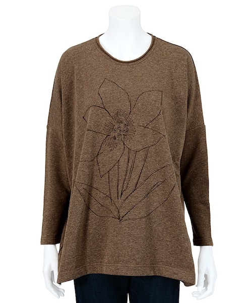Ne-net（ネネット）の「ひつじとはなの裏毛 / Tシャツ（トップス・レディース・dark brown/gray・02）」の4枚目の写真