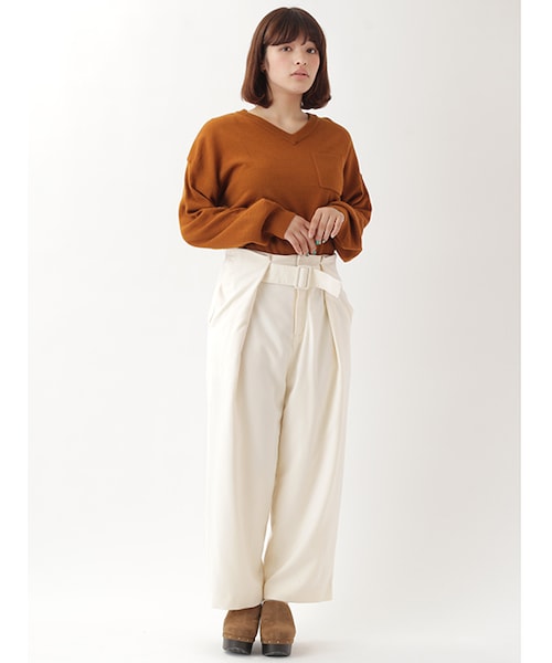 w closet（ダブルクローゼット）の「ポケ付きVネックニット（トップス・レディース・キャメル/カーキ/グレー/ブラック・FREE）」の11枚目の写真