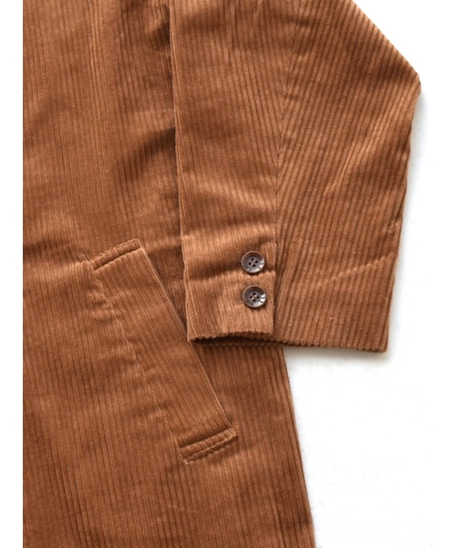 w closet（ダブルクローゼット）の「コーデュロイオープンカラーコート（ジャケット/アウター・レディース・Lグレー/オレンジベージュ/グリーン/レンガ/グレージュ・FREE）」の10枚目の写真