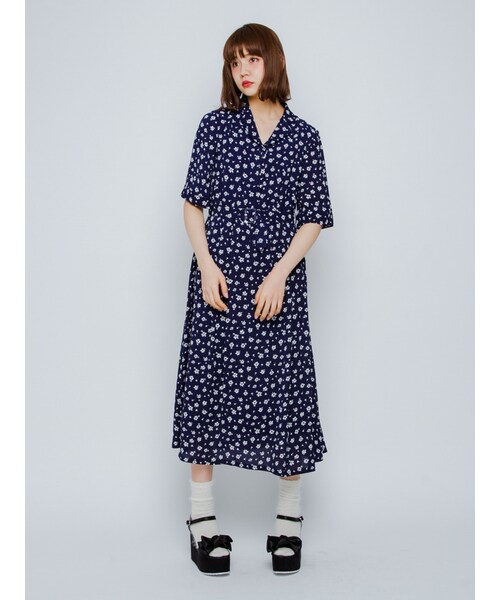 merry jenny（メリージェニー）の「ジョーゼットシャツマキシワンピース（ワンピース/ドレス・レディース・アイボリー/ピンク/ネイビー/ライトミックス/ミックス・F）」の6枚目の写真