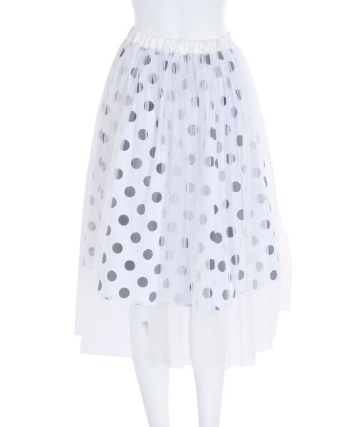 merry jenny（メリージェニー）の「ドットチュールミディスカート（スカート・レディース・オフホワイト/ブラック・F）」の6枚目の写真