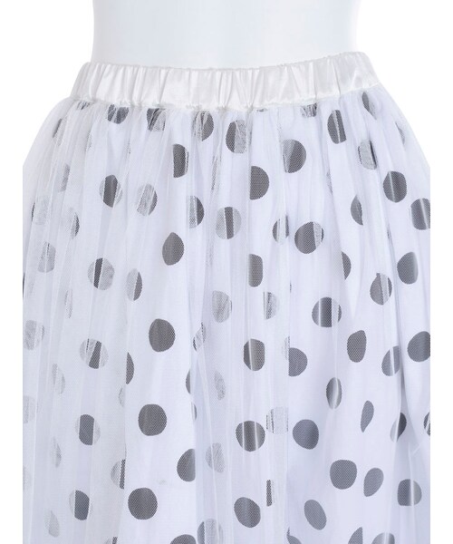 merry jenny（メリージェニー）の「ドットチュールミディスカート（スカート・レディース・オフホワイト/ブラック・F）」の7枚目の写真