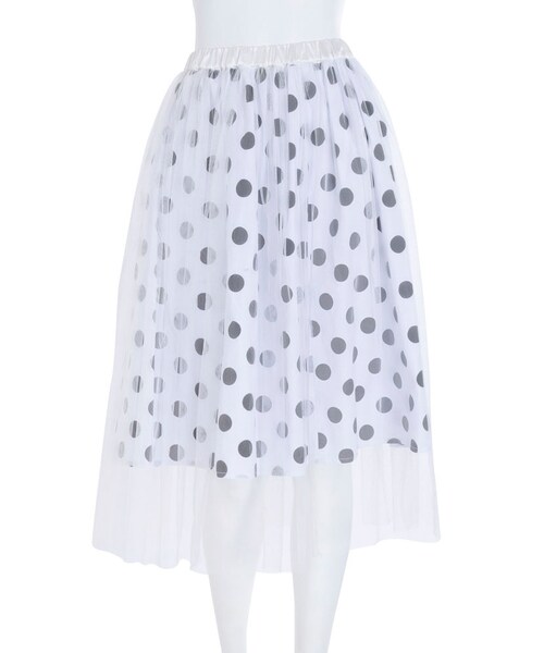 merry jenny（メリージェニー）の「ドットチュールミディスカート（スカート・レディース・オフホワイト/ブラック・F）」の4枚目の写真