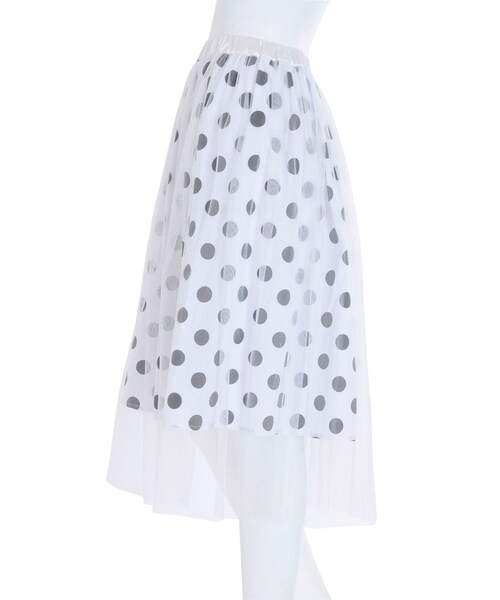 merry jenny（メリージェニー）の「ドットチュールミディスカート（スカート・レディース・オフホワイト/ブラック・F）」の5枚目の写真