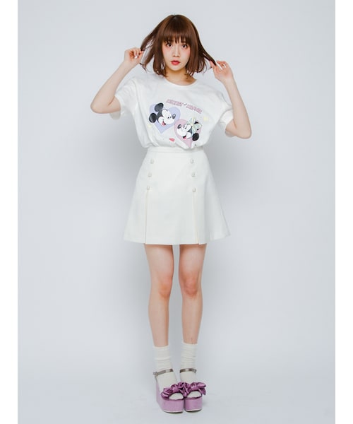 merry jenny（メリージェニー）の「ハイショクプリーツスカート（スカート・レディース・オフホワイト/ピンク/ネイビー・F）」の4枚目の写真