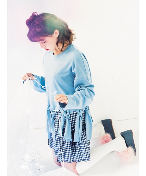 merry jenny（メリージェニー）の「ギンガム×リボンショートパンツ（パンツ・レディース・グレー/ブラック/ネイビー・F）」の5枚目の写真