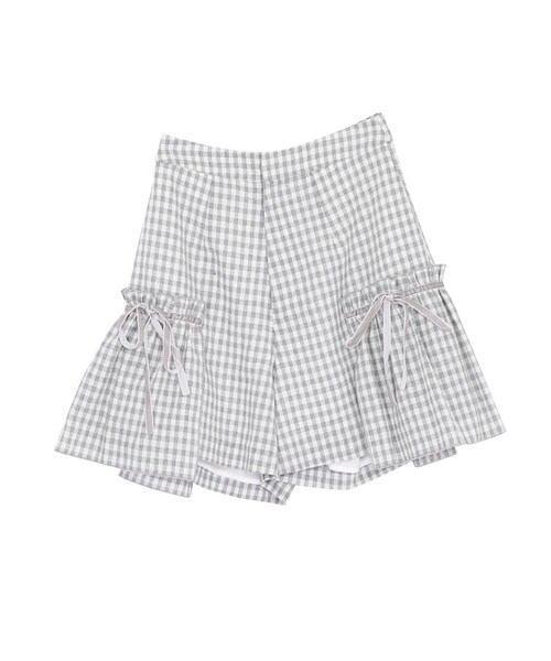 merry jenny（メリージェニー）の「ギンガム×リボンショートパンツ（パンツ・レディース・グレー/ブラック/ネイビー・F）」の2枚目の写真