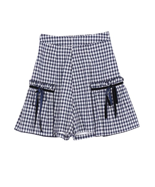 merry jenny（メリージェニー）の「ギンガム×リボンショートパンツ（パンツ・レディース・グレー/ブラック/ネイビー・F）」の3枚目の写真