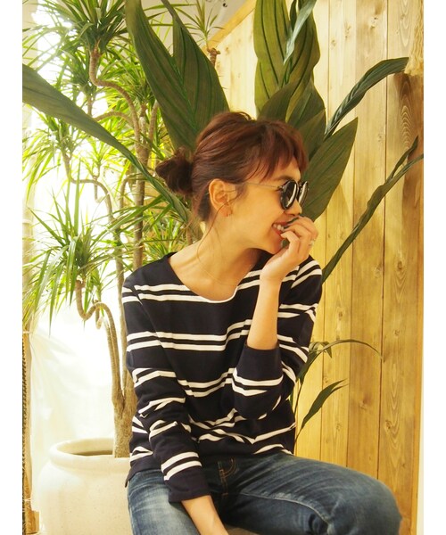 Ungrid（アングリッド）の「ダブルボーダーロンTee（トップス・レディース・グレー/ブラック/ボルドー/ネイビー・F）」の5枚目の写真