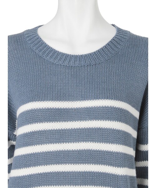 Ungrid（アングリッド）の「コットンボーダールーズニット（トップス・レディース・オフホワイト/ブルー・F）」の9枚目の写真