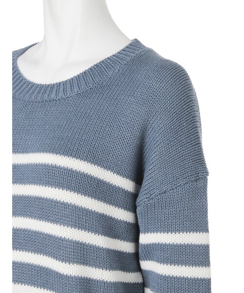 Ungrid（アングリッド）の「コットンボーダールーズニット（トップス・レディース・オフホワイト/ブルー・F）」の10枚目の写真