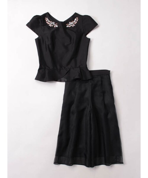 31 Sons de mode（トランテアン　ソン　ドゥ　モード）の「★春物新作★セットアップサテンビジュートップス&ガウチョ（ワンピース/ドレス・レディース・ブラック・36/38）」の2枚目の写真