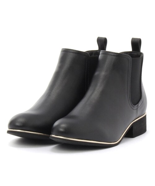 PAGEBOY(ページボーイ)の「アーモンドトゥサイドゴアブーティ(シューズ・レディース・ブラック/キャメル・S/M/L)」の1枚目の写真