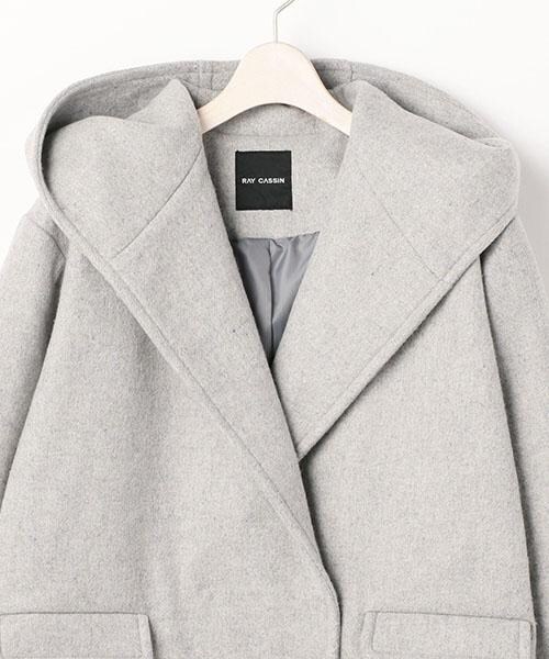 RAY CASSIN（レイカズン）の「フード付きコクーンコート（ジャケット/アウター・レディース・ネイビー/キャメル/グレー・FREE）」の5枚目の写真