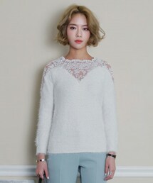 DHOLIC | フラワーレースパターンシースルーニットプルオーバー(ニット/セーター)