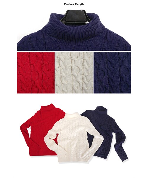 THE STRAND（ストランド）の「ケーブルタートルニット（ニット/セーター・メンズ・ネイビー/ホワイト/レッド・S/M/L）」の8枚目の写真