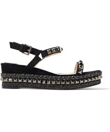 Christian Louboutin | Christian Louboutin Cataclou 60 Embellished Suede and Leather Wedge Sandals(その他シューズ)
