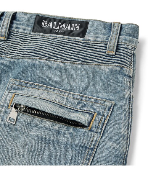 BALMAIN（バルマン）の「Balmain Slim-Fit Distressed Denim Biker Jeans（デニムパンツ・メンズ・Blue・30/31/32/33/34/35）」の6枚目の写真
