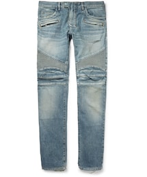 BALMAIN | Balmain Slim-Fit Distressed Denim Biker Jeans(デニムパンツ)