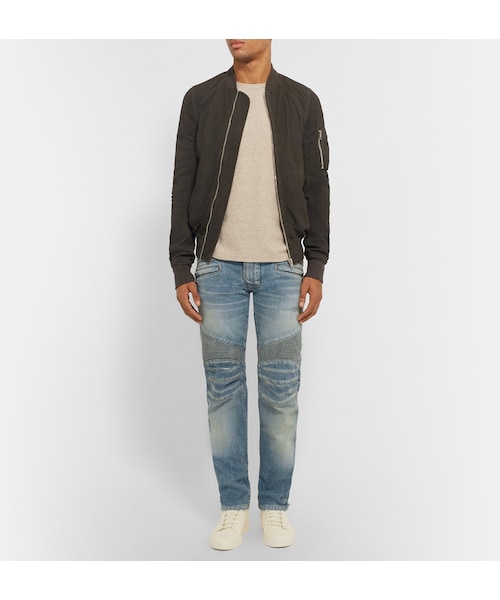 BALMAIN（バルマン）の「Balmain Slim-Fit Distressed Denim Biker Jeans（デニムパンツ・メンズ・Blue・30/31/32/33/34/35）」の7枚目の写真