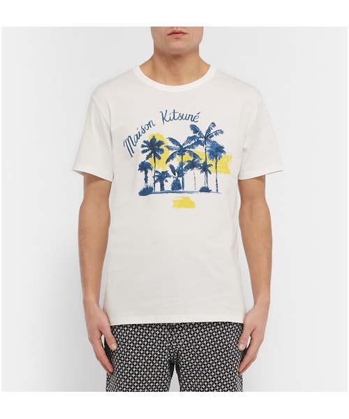 Maison Kitsune（メゾンキツネ）の「Maison Kitsuné Slim-Fit Printed Cotton-Jersey T-Shirt（Tシャツ/カットソー・メンズ・White・S/M/L/XL）」の5枚目の写真