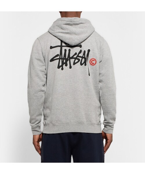 STUSSY（ステューシー）の「Stüssy Basic Logo Printed Fleece-Back Cotton-Blend Jersey Hoodie（スウェット・メンズ・Gray・S/M/L/XL/XXL）」の5枚目の写真