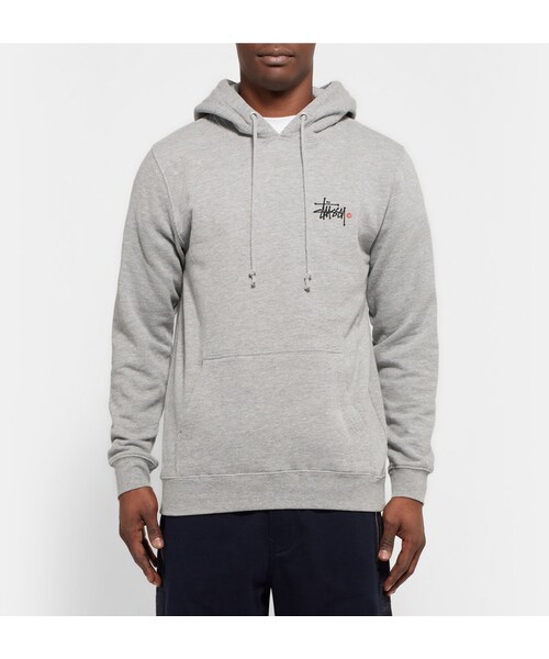 STUSSY（ステューシー）の「Stüssy Basic Logo Printed Fleece-Back Cotton-Blend Jersey Hoodie（スウェット・メンズ・Gray・S/M/L/XL/XXL）」の7枚目の写真