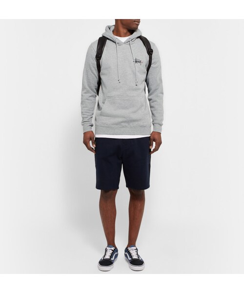 STUSSY（ステューシー）の「Stüssy Basic Logo Printed Fleece-Back Cotton-Blend Jersey Hoodie（スウェット・メンズ・Gray・S/M/L/XL/XXL）」の4枚目の写真