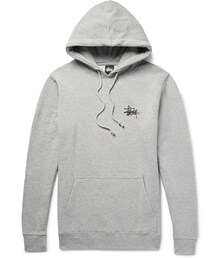 STUSSY | Stüssy Basic Logo Printed Fleece-Back Cotton-Blend Jersey Hoodie(スウェット)