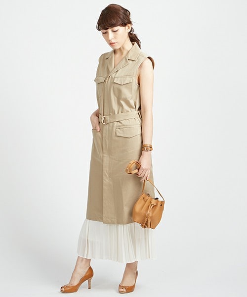 HELIOPOLE（エリオポール）の「heliopole バーバリー撥水ジレワンピース（ワンピース・レディース・ベージュ/カーキ・38）」の9枚目の写真