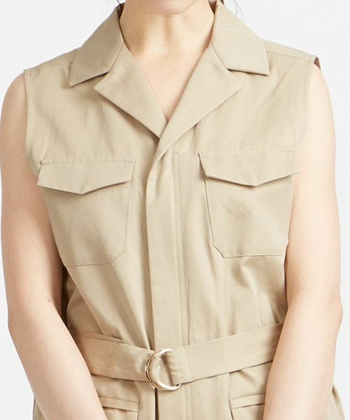 HELIOPOLE（エリオポール）の「heliopole バーバリー撥水ジレワンピース（ワンピース・レディース・ベージュ/カーキ・38）」の5枚目の写真