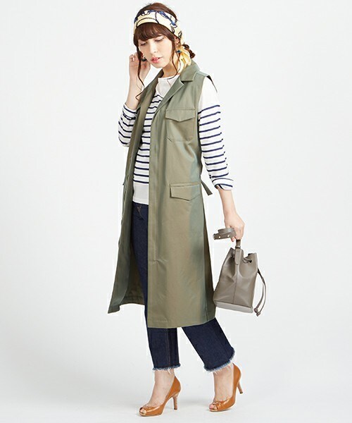 HELIOPOLE（エリオポール）の「heliopole バーバリー撥水ジレワンピース（ワンピース・レディース・ベージュ/カーキ・38）」の10枚目の写真