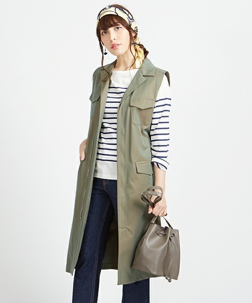 HELIOPOLE（エリオポール）の「heliopole バーバリー撥水ジレワンピース（ワンピース・レディース・ベージュ/カーキ・38）」の2枚目の写真