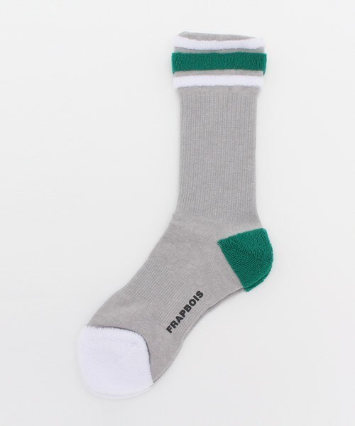 FRAPBOIS（フラボア）の「ラインパイル（ソックス/靴下・レディース・ホワイト/グレー・1/2）」の2枚目の写真