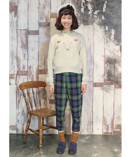 Ne-net（ネネット）の「タータンチェック / パンツ（パンツ・レディース・green/navy・01/02）」の9枚目の写真