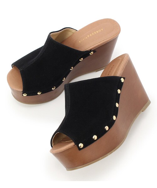 PAGEBOY(ページボーイ)の「【POINT×10】【PAGEBOY】ウェッジサンダル(シューズ・レディース・ホワイト/ブラック/キャメル/ダークブラウン/デニム・S/M/L)」の2枚目の写真