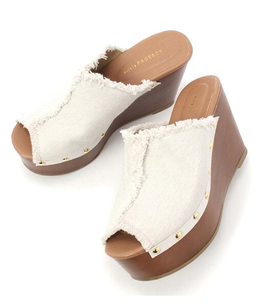 PAGEBOY(ページボーイ)の「【POINT×10】【PAGEBOY】ウェッジサンダル(シューズ・レディース・ホワイト/ブラック/キャメル/ダークブラウン/デニム・S/M/L)」の1枚目の写真