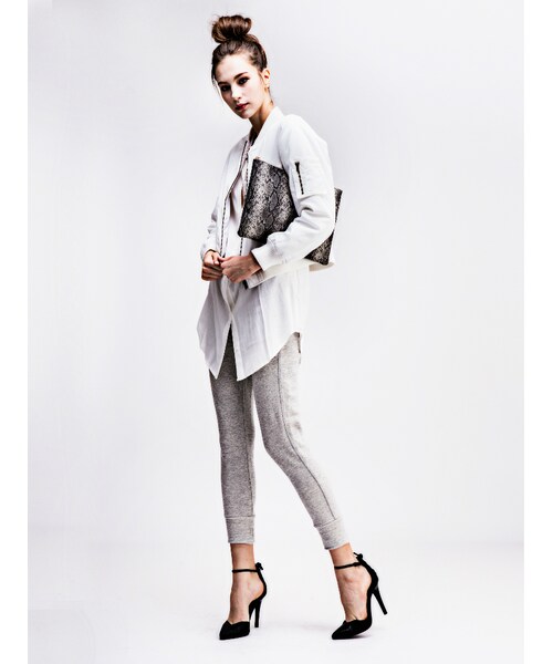 GYDA（ジェイダ）の「リブスウェットパンツ（パンツ・レディース・オフホワイト/グレー/ブラック）」の4枚目の写真