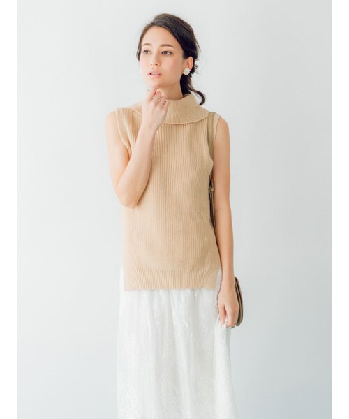 MERCURYDUO（マーキュリーデュオ）の「【DUO】 タートルネックニットベスト（トップス・レディース・オフホワイト/グレー/ベージュ/カーキ）」の10枚目の写真