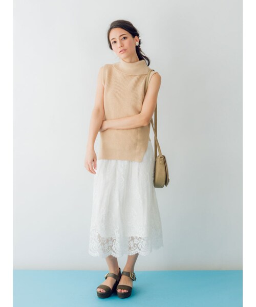 MERCURYDUO（マーキュリーデュオ）の「【DUO】 タートルネックニットベスト（トップス・レディース・オフホワイト/グレー/ベージュ/カーキ）」の6枚目の写真