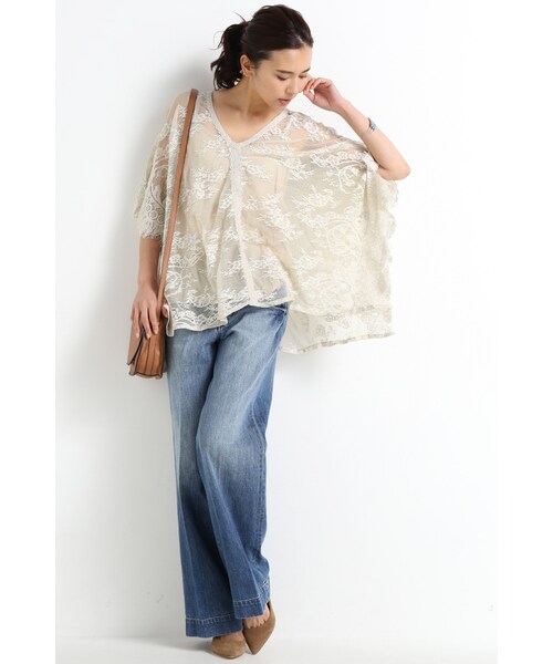 FRAMeWORK（フレームワーク）の「charlie Joeライニングツキレースポンチョ（トップス・グレーA・XS）」の2枚目の写真