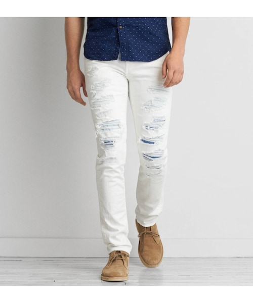 American Eagle(アメリカンイーグル)の「スキニーコアフレックスジーンズ(デニムパンツ・メンズ・ホワイト・26/28/28/28/28/30/29/30/29/32/30/30/30/32/31/30/31/32/32/30/32/32/32/34/33/30/33/32/34/30/34/32/34/34/36/30/36/32)」の1枚目の写真
