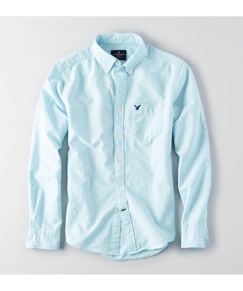 American Eagle(アメリカンイーグル)の「AEOオックスフォードシャツ(シャツ/ブラウス・メンズ・ダークグレー/オレンジ/ブラック/シーフォーム・XS/S/M/L/XL/XXL/XXXL)」の4枚目の写真