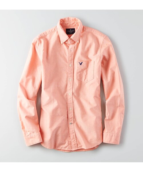 American Eagle(アメリカンイーグル)の「AEOオックスフォードシャツ(シャツ/ブラウス・メンズ・ダークグレー/オレンジ/ブラック/シーフォーム・XS/S/M/L/XL/XXL/XXXL)」の3枚目の写真