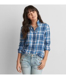 American Eagle | AEOボーイフレンドプラッドシャツ(シャツ/ブラウス)