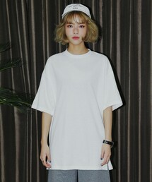 DHOLIC | モダール素材サイドスリットハーフスリーブTシャツ(Tシャツ/カットソー)