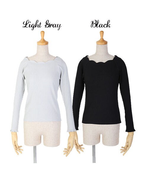 F i.n.t（フィント）の「スカラップ衿ぐりテレコロンT/F&A（Tシャツ/カットソー・レディース・その他）」の2枚目の写真