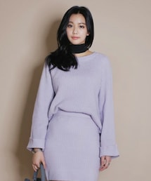 DHOLIC | パステルカラーロールアップリブニットプルオーバー(ニット/セーター)