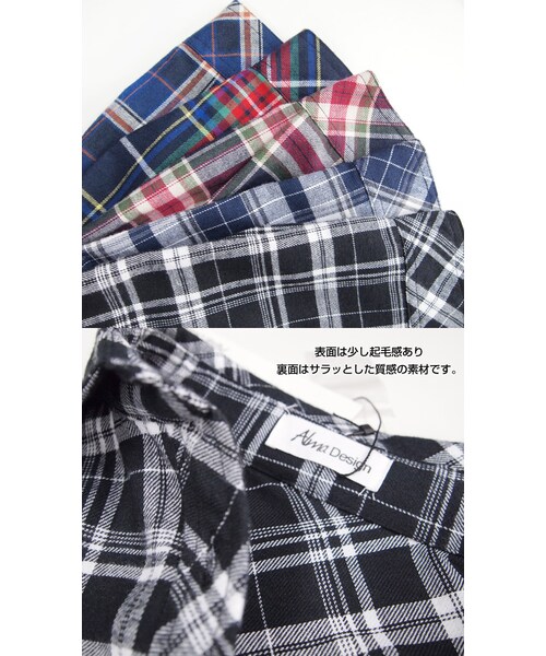 no brand（ノーブランド）の「着まわしチェックシャツ（シャツ/ブラウス・レディース・ブラック/ネイビー/ブルー/レッドA/レッドB・M）」の3枚目の写真