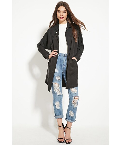 FOREVER 21(フォーエバー トゥエンティーワン)の「フラップポケットロングジャケット(ジャケット/アウター・レディース・OLIVE/BLACK・Small/Medium/Large)」の2枚目の写真